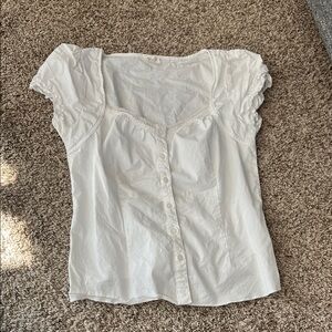 Brandy Melville White Button-Up Blouse